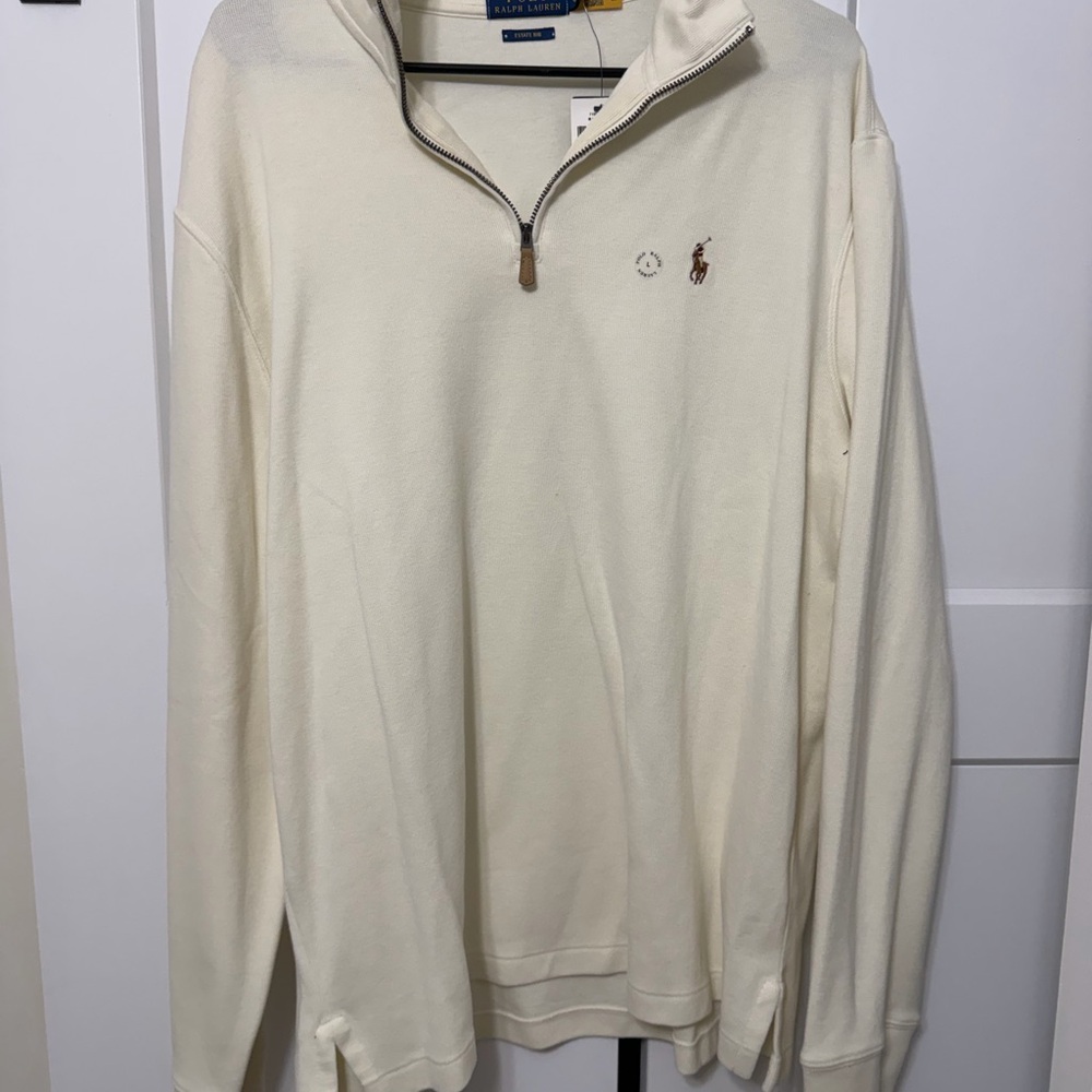 Ralph Lauren Men’s Cream Half-Zip Polo Sweater